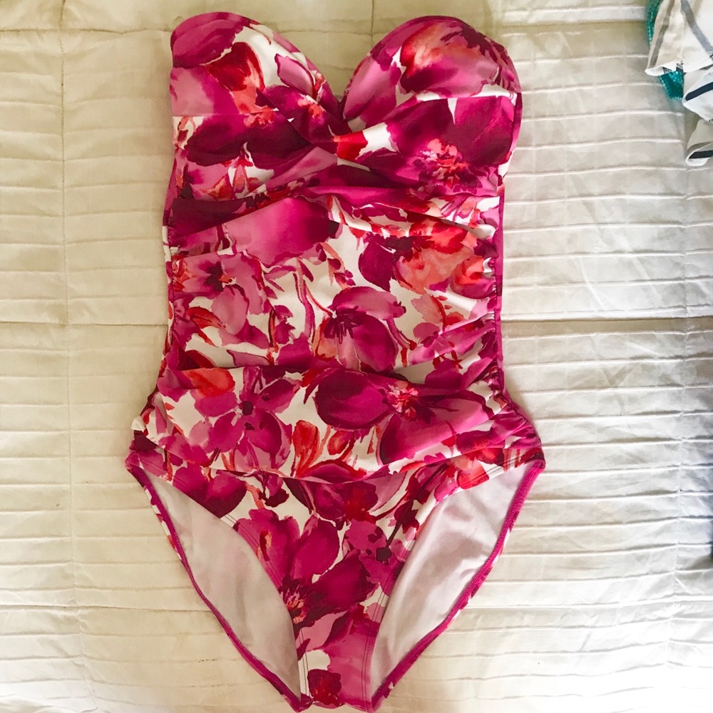 Pink floral one piece